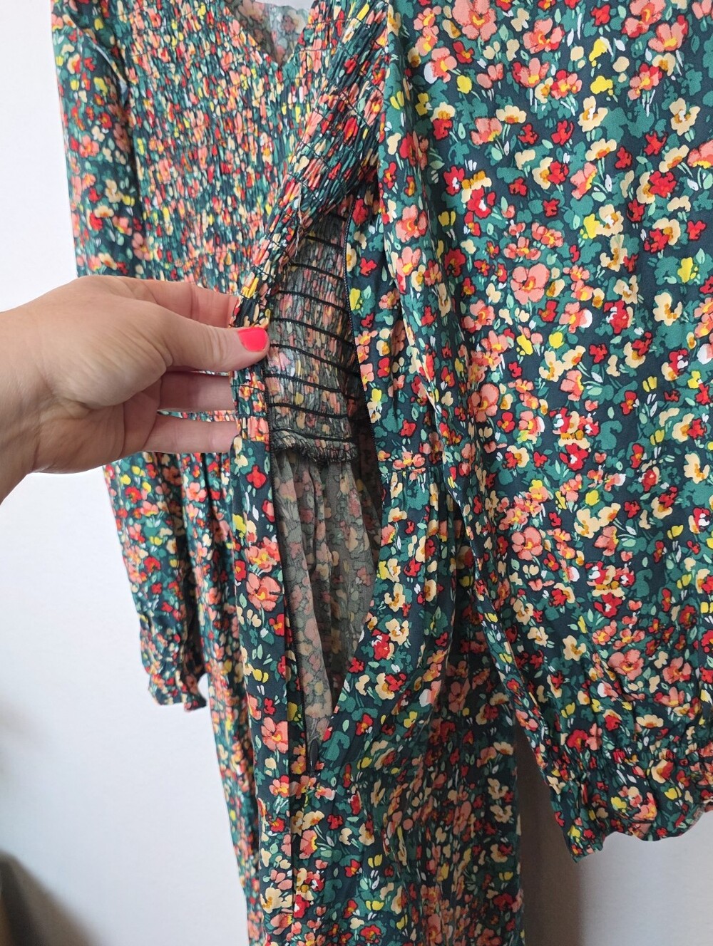 🚨NEW J CREW Green Floral V-Neck Smocked Midi Dress Pockets Wedding Summer Sz M - Picture 11 of 16